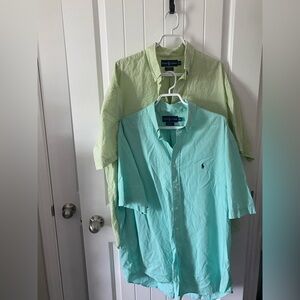 2 Mens Ralph Lauren short sleeve button up shirt XL 100% cotton gingham print